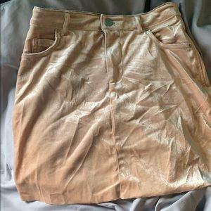 F21 Beige Velvet mini skirt